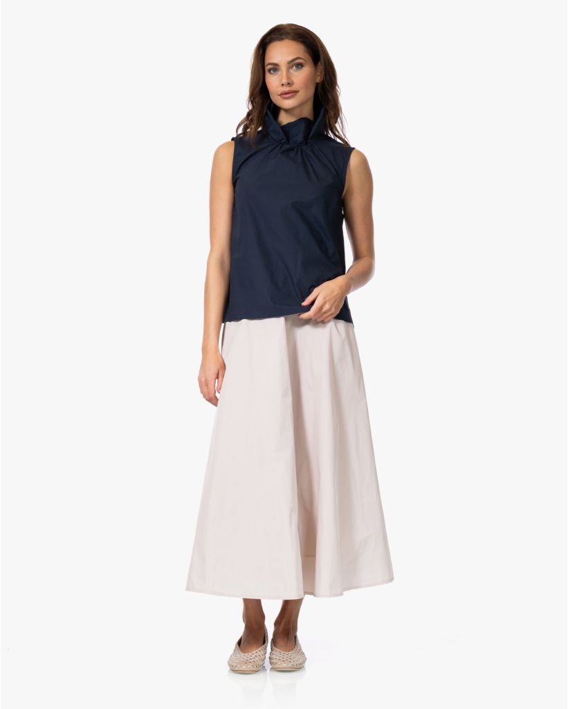 Poplin Top met Kraag Dark Sapphire
