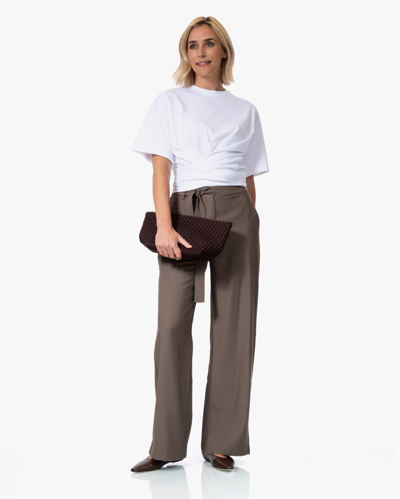 Twill Pantalon met Ceintuur Soft Bark