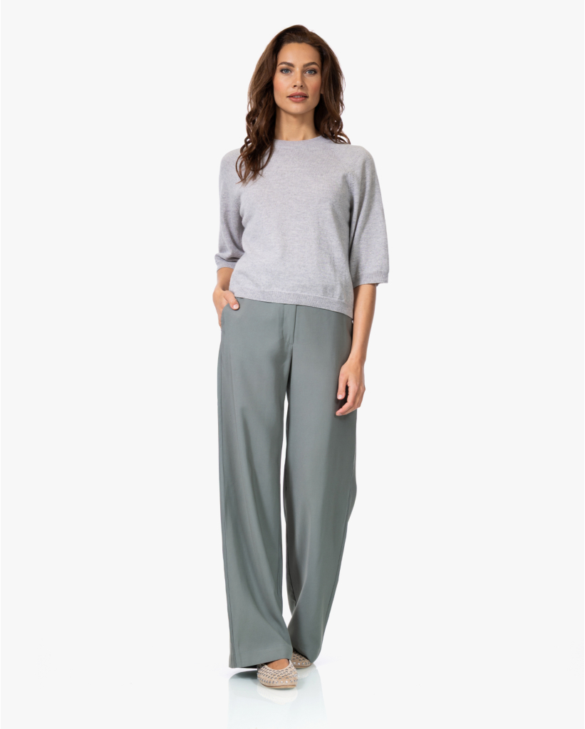 Twill Pantalon met Ceintuur Sage