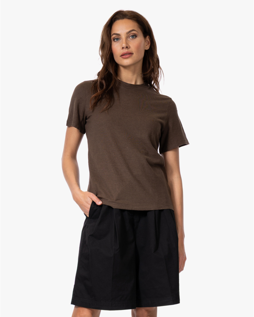 Linnenmix T-shirt Bruin 