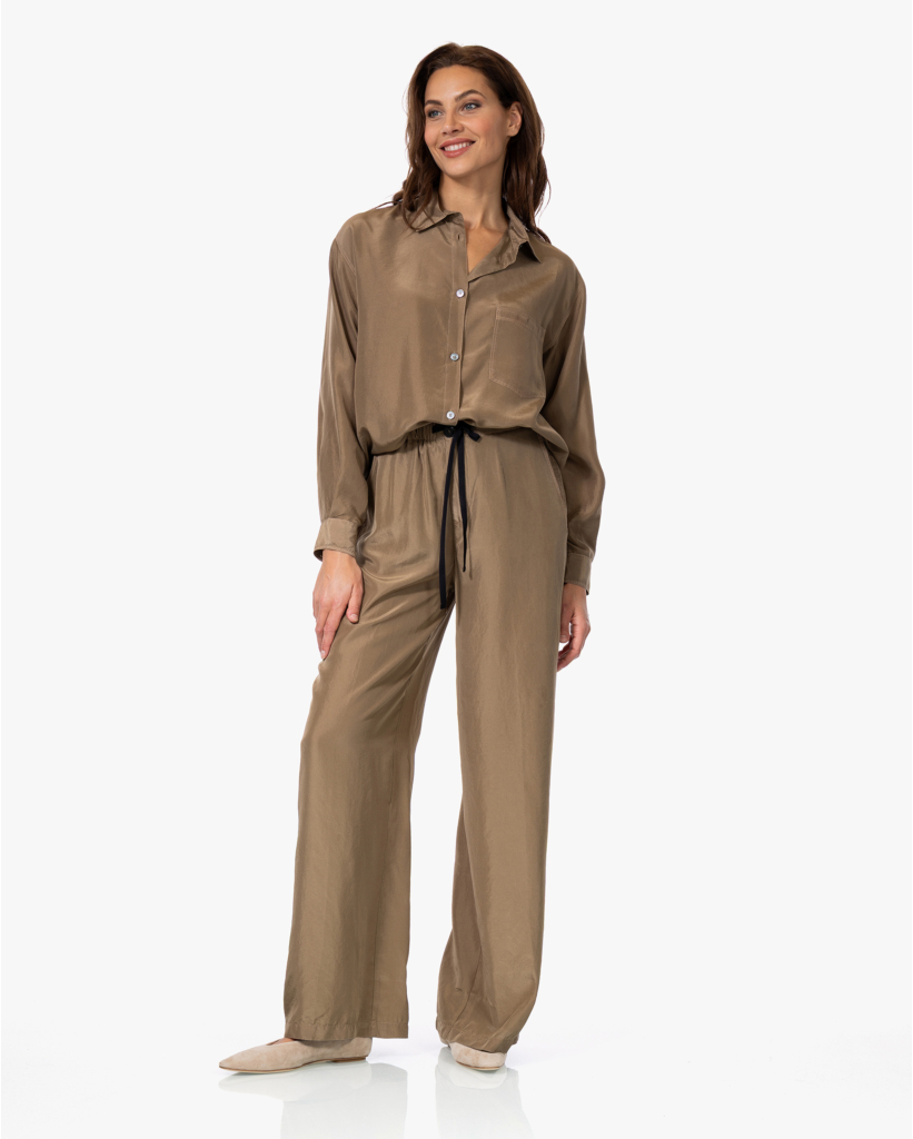 Zijden Pull-on Pantalon Camel 
