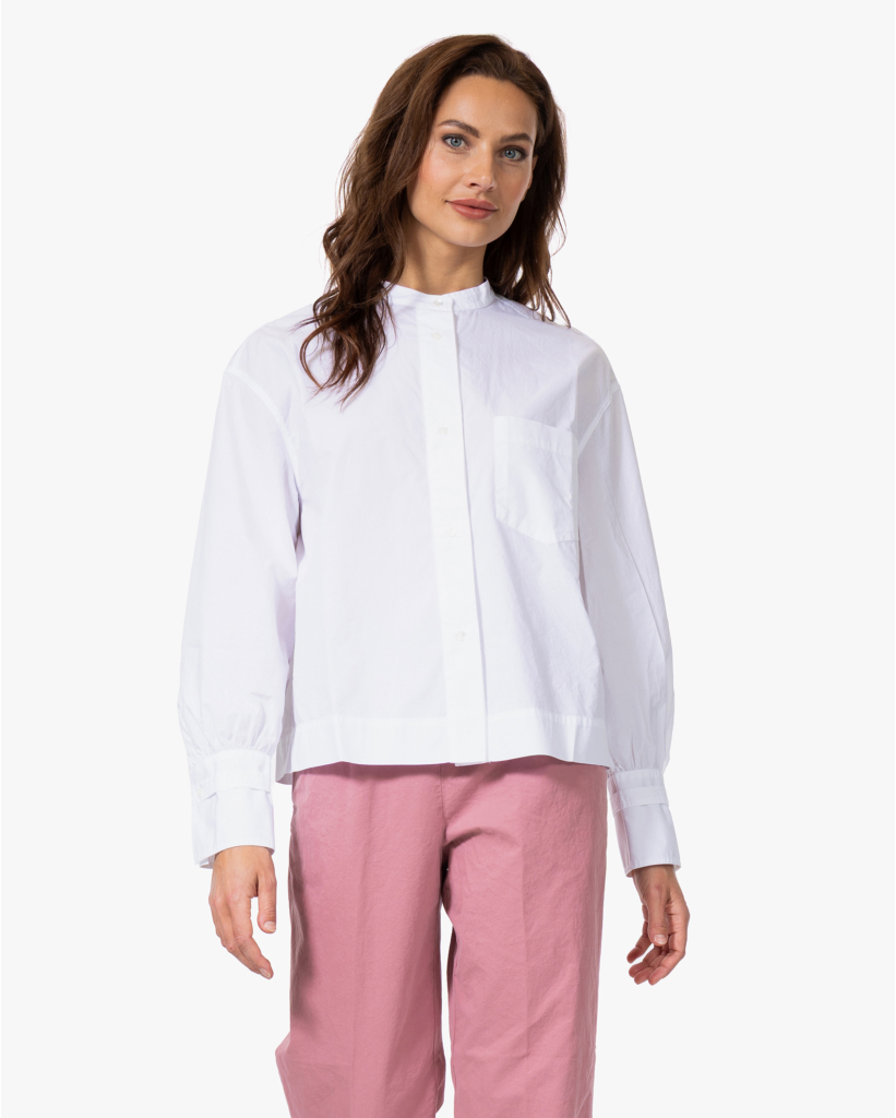 Kraagloze Katoenen Blouse Wit