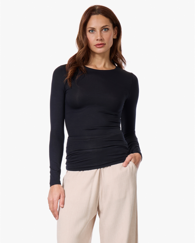 Soft Touch Ronde Hals Longsleeve Zwart
