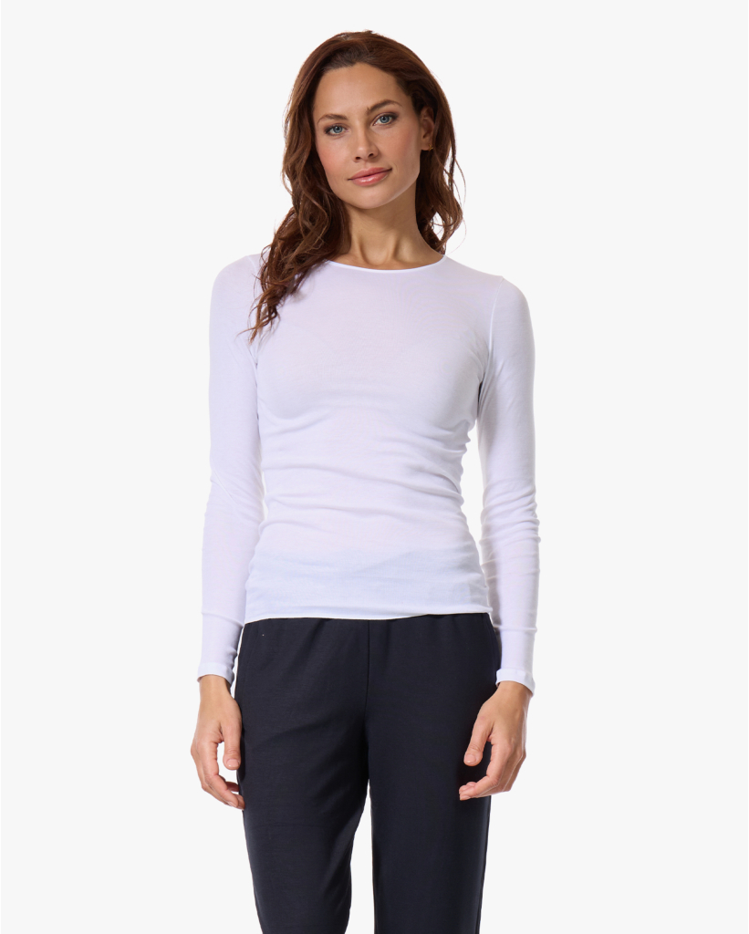 Cotton Seamless Longsleeve Wit