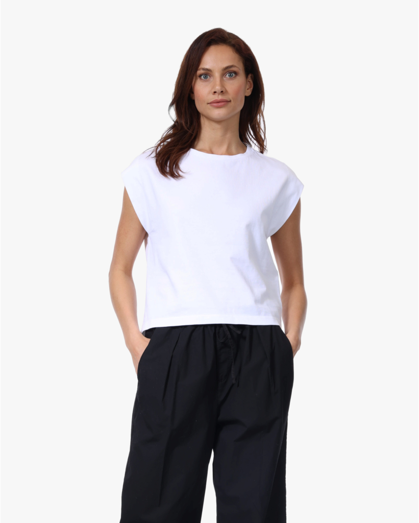 Mouwloos T-shirt Ronde Hals Wit