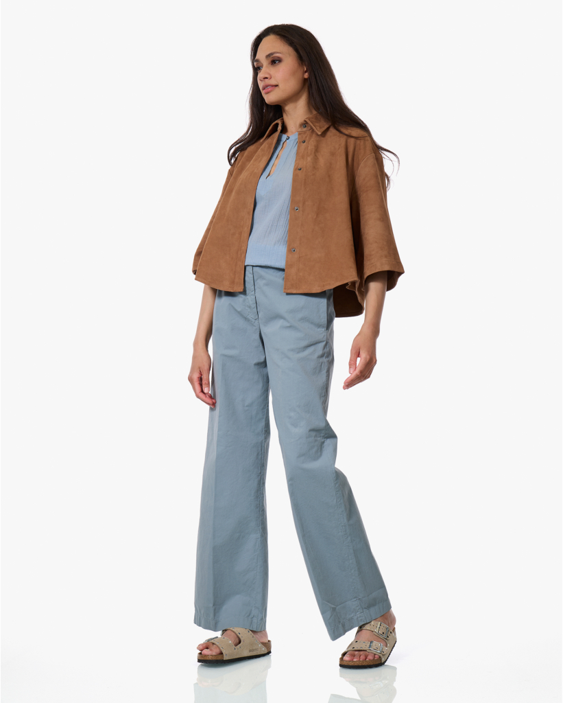 Katoenen Twill Broek Grijsblauw