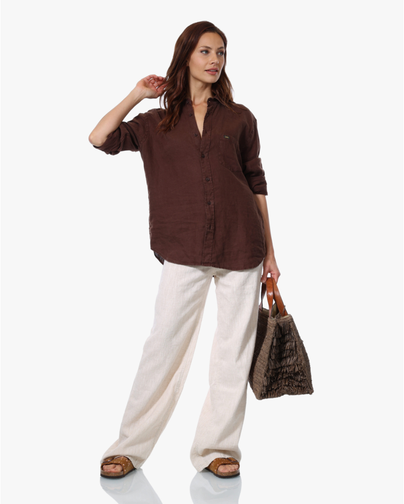 Skater Linnenmix Pantalon Beige
