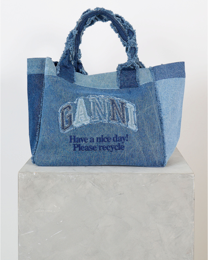 Denim Patchwork Tote Bag Vintage Blue