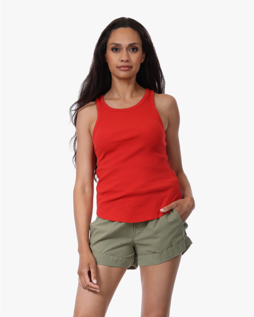Arynn Raw Edge Fijne Rib Tank Campfire