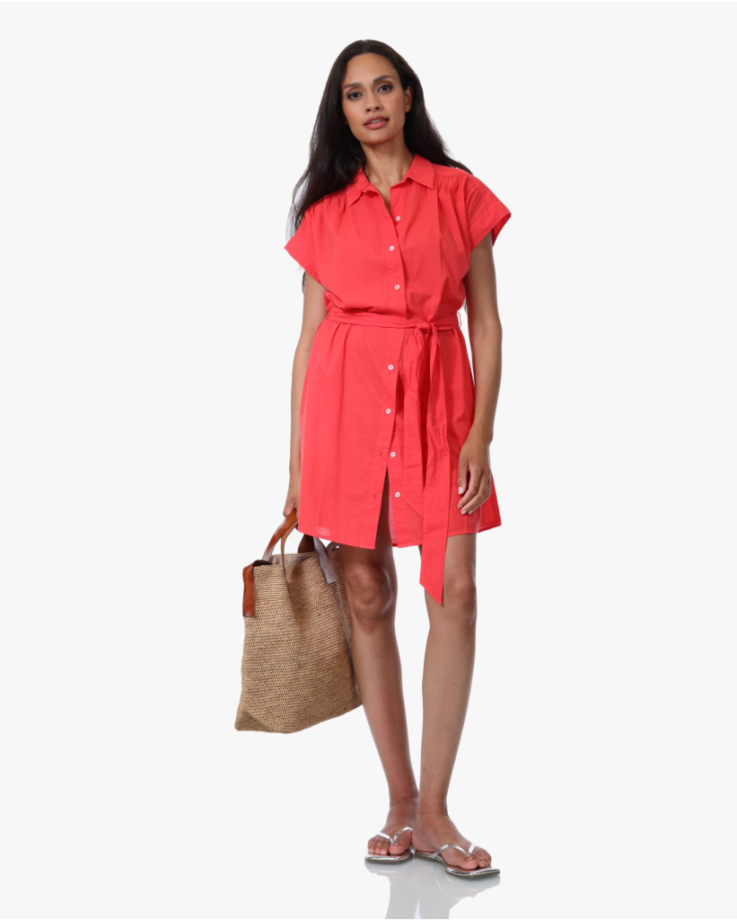 Eliza Lightweight Korte Jurk met Ceintuur Red Sky