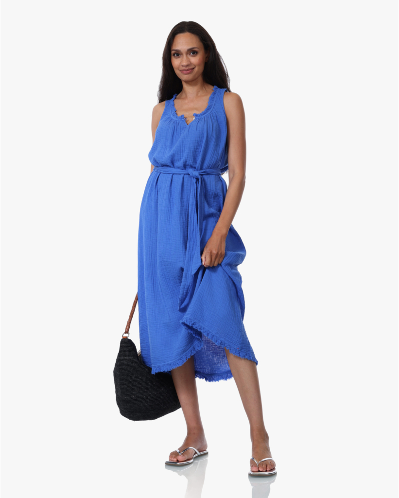 Mayson Crinckle Midi Dress Nautical Blue