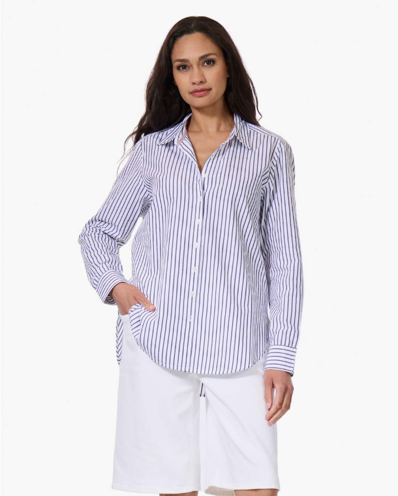 Beau Gestreepte Poplin Blouse Windy Blue
