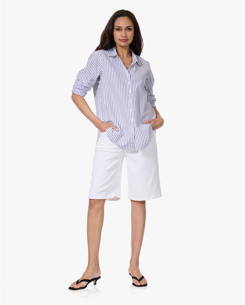 Beau Gestreepte Poplin Blouse Windy Blue
