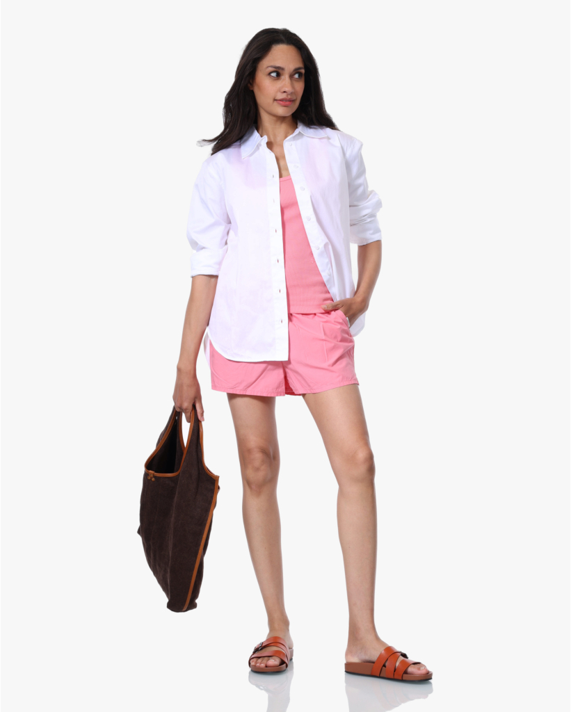 Tank Top met Stretch van Geribd Katoen Roze