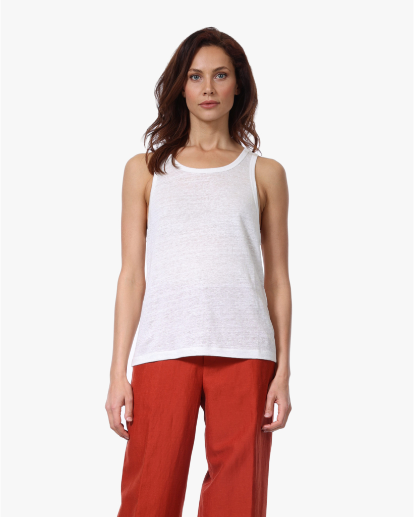 Linnen Relaxed Tank Top Off White