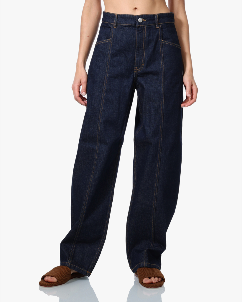 NO 02 Jeans met Geborduurde Zakken Donkerblauw