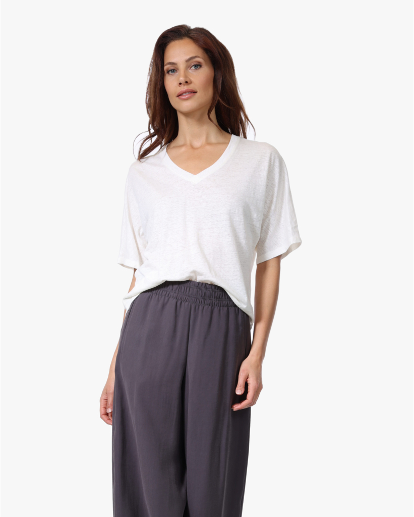 Linnen Mêlee V-neck T-shirt Jasmin 
