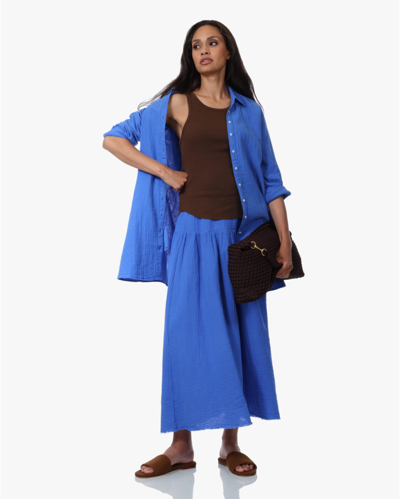 Arynn Raw Edge Fijne Rib Tank Cocao Bean
