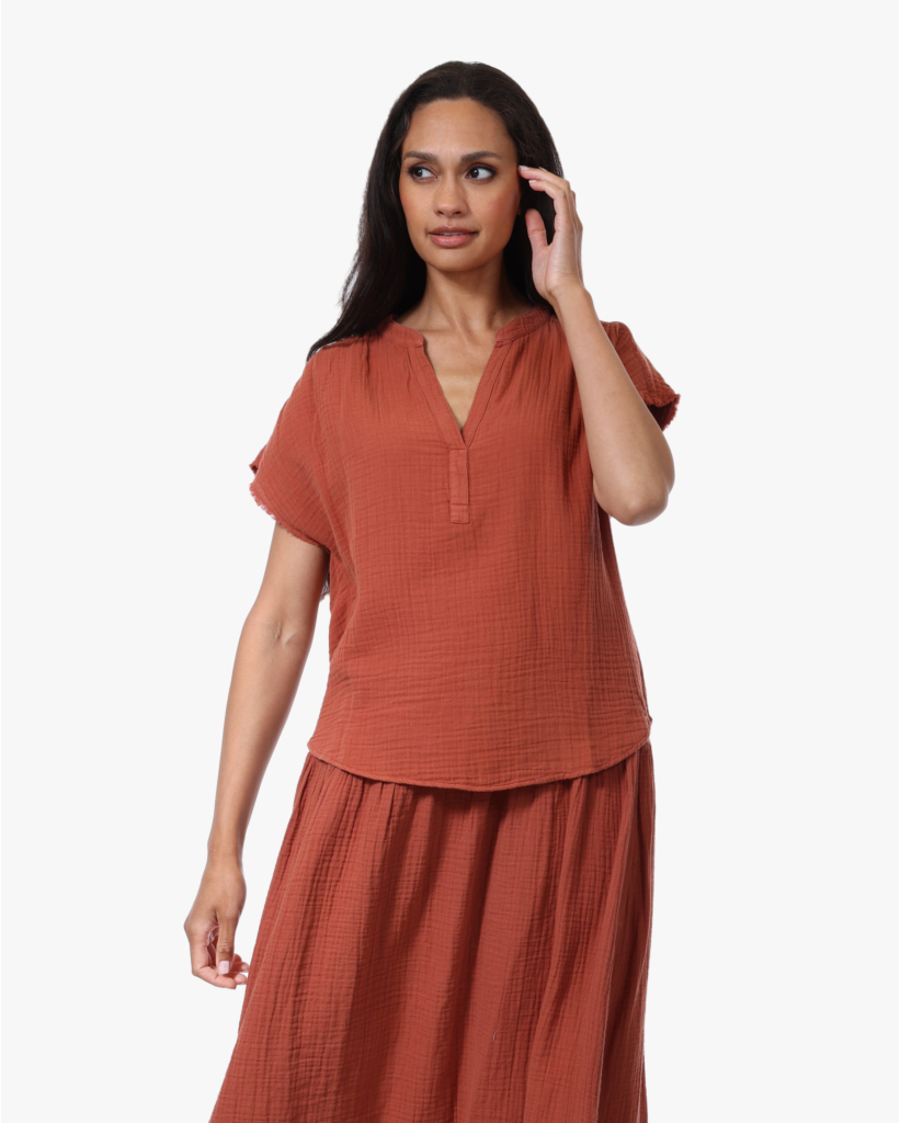 Kane Crinkle Mouwloze Blouse Picante