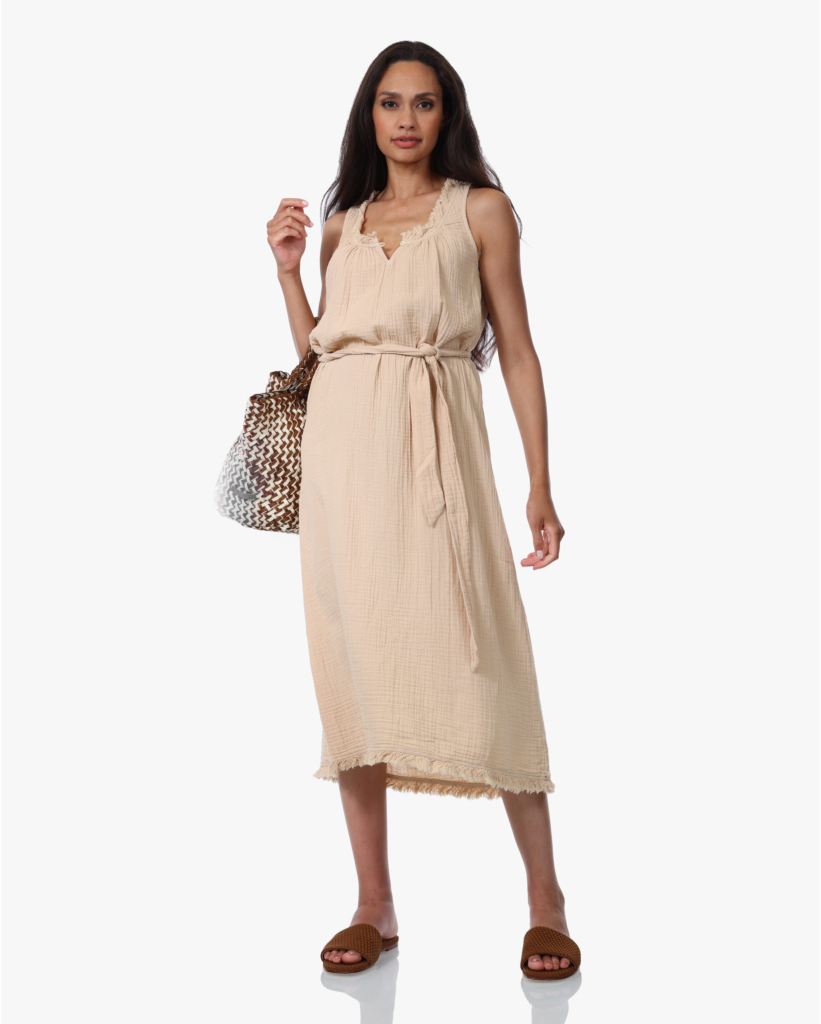 Mayson Crinckle Midi Dress Rattan
