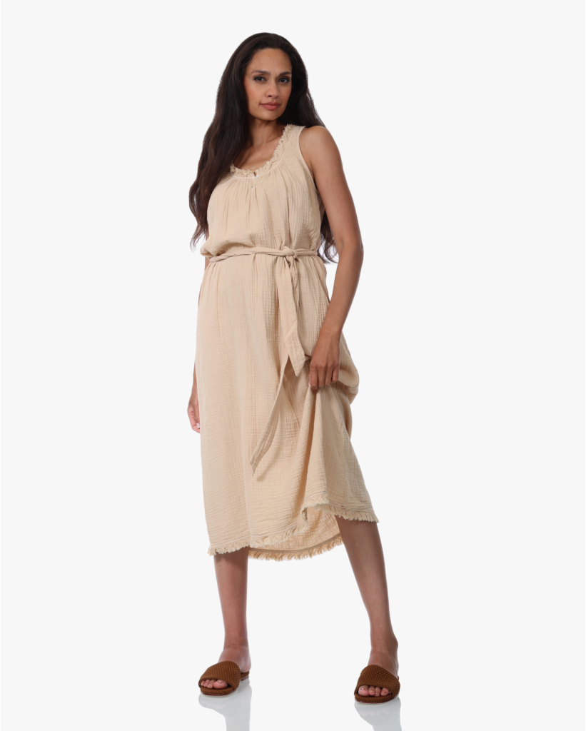 Mayson Crinckle Midi Dress Rattan
