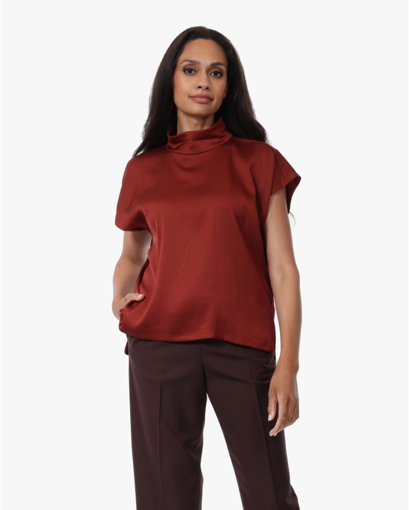 Alaria Satijnen Mouwloze Top Rood