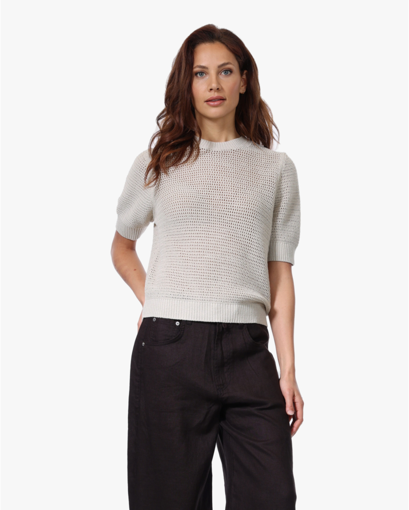 Sanidy Korte Mouw Trui Beige