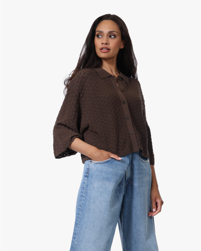 Loysia Cropped Overshirt in Fijnbreilook Bruin
