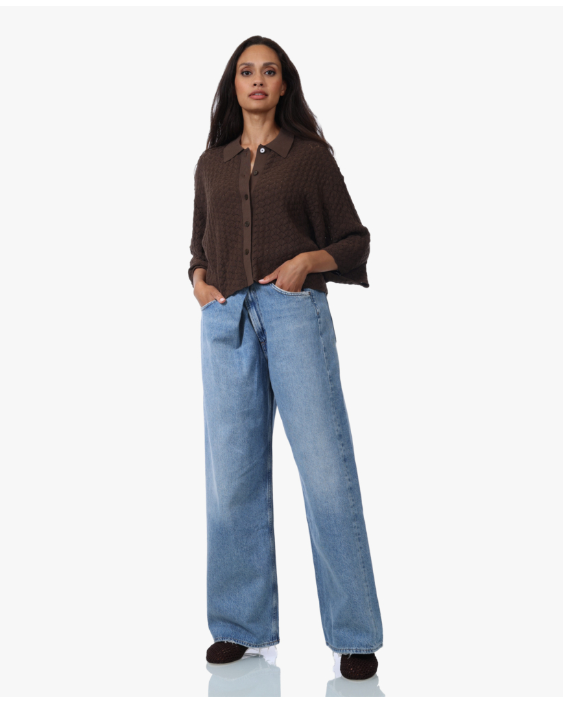 Loysia Cropped Overshirt in Fijnbreilook Bruin