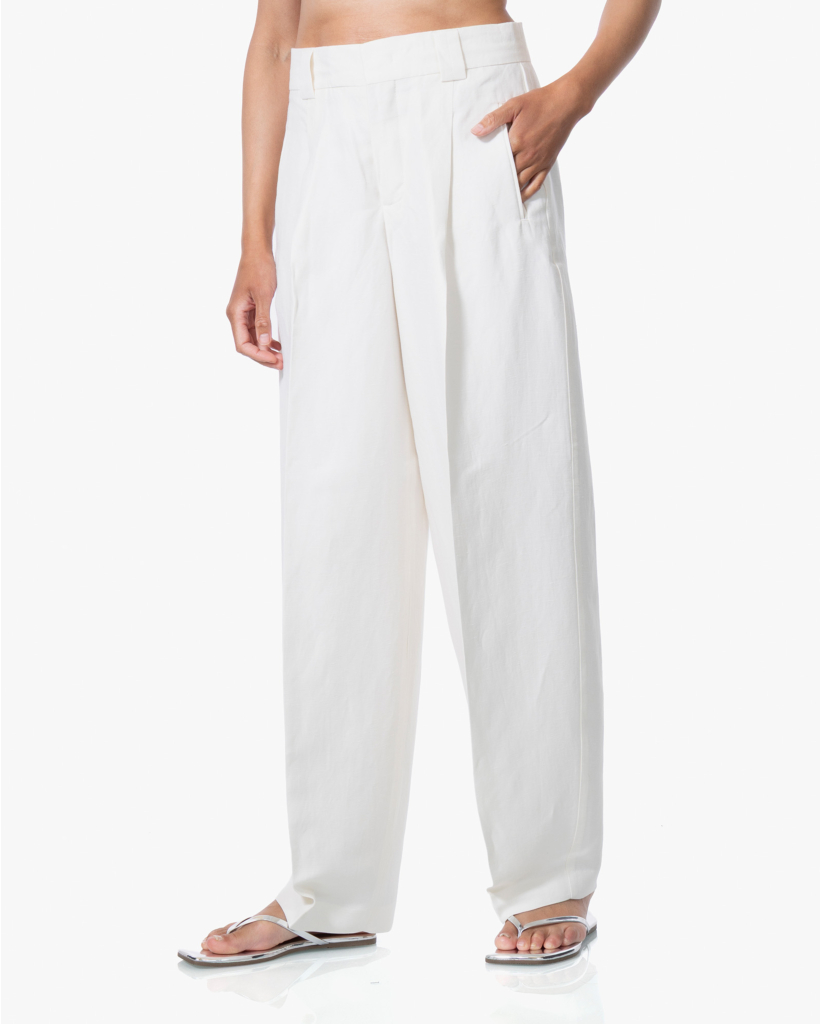 Wendlyn Linnenmix Pleated Pantalon Ivory L32