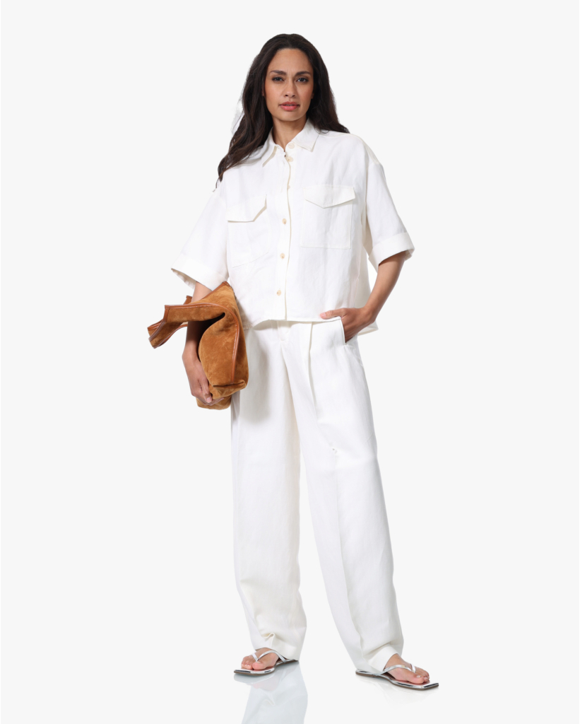 Wendlyn Linnenmix Pleated Pantalon Ivory L32