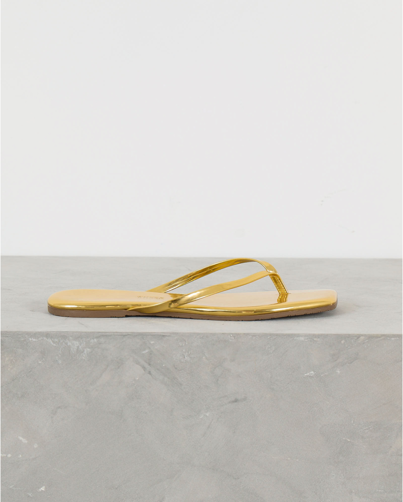 Square Toe Lily Mirror Slipper Gold