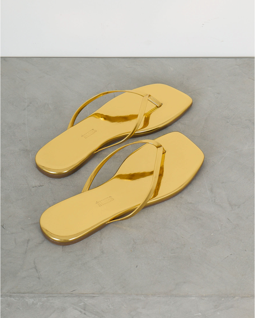 Square Toe Lily Mirror Slipper Gold