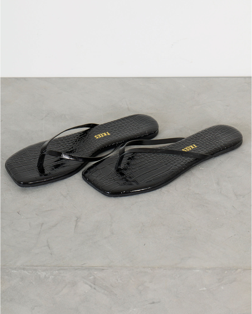 Square Toe Lily Slipper Zwart Croco