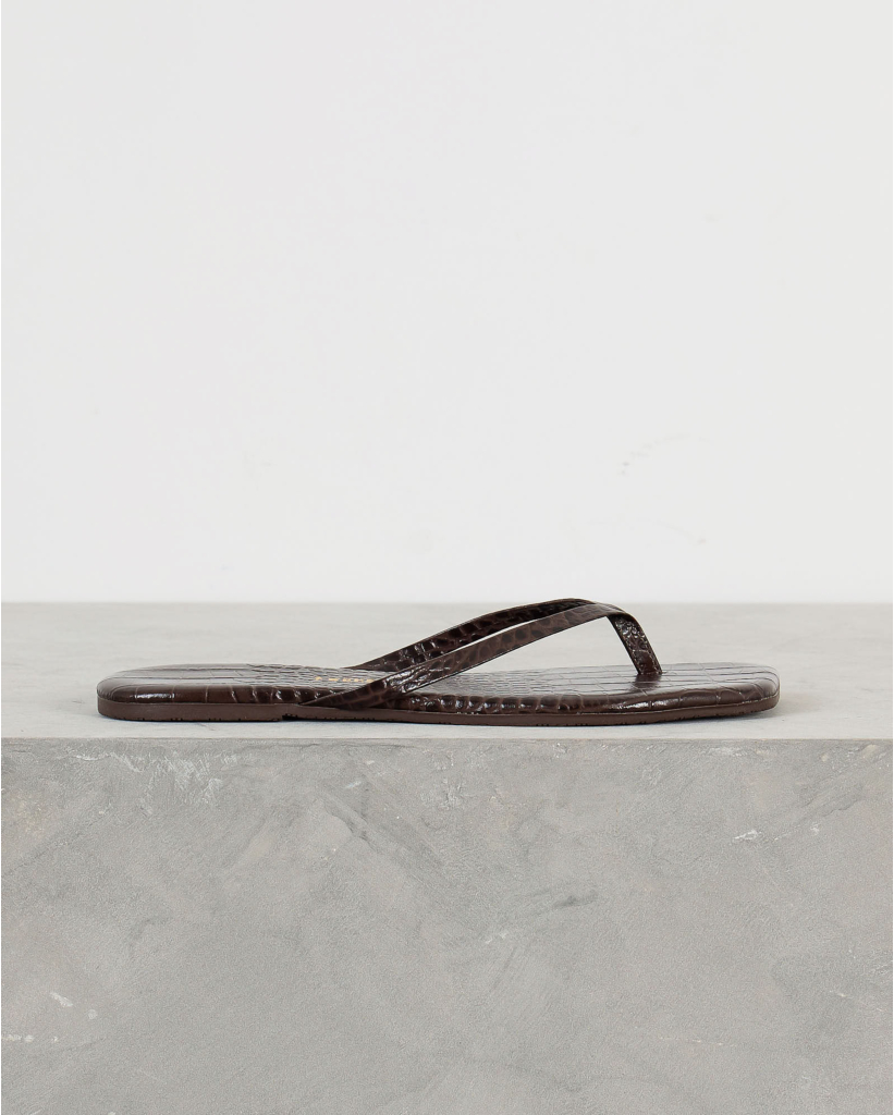 Square Toe Lily Slipper Donker Bruin Croco