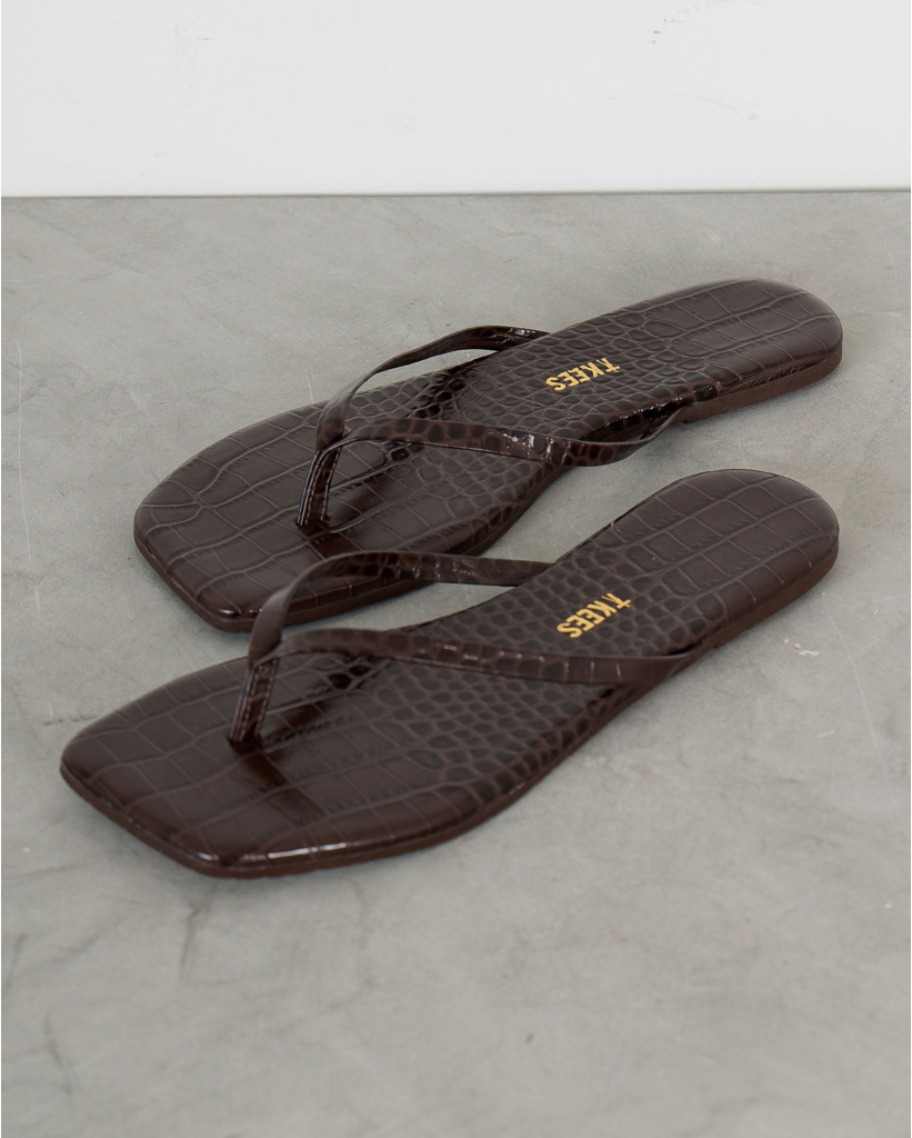 Square Toe Lily Slipper Donker Bruin Croco