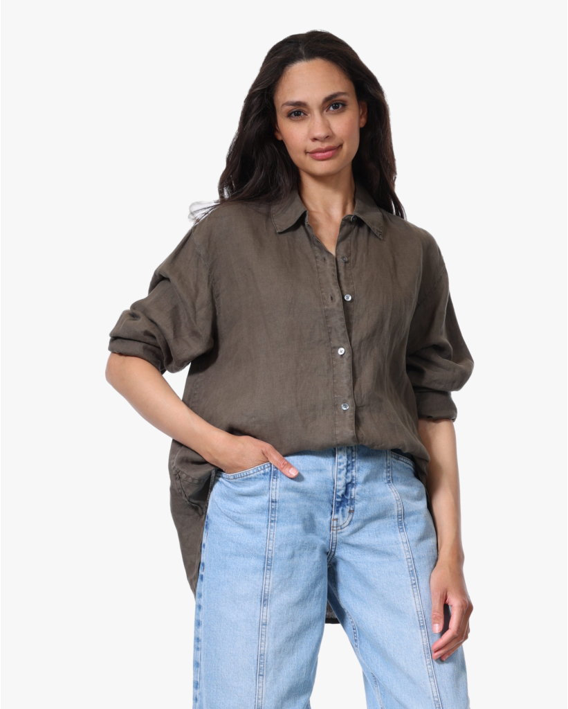 Oversized Linnen Blouse Army