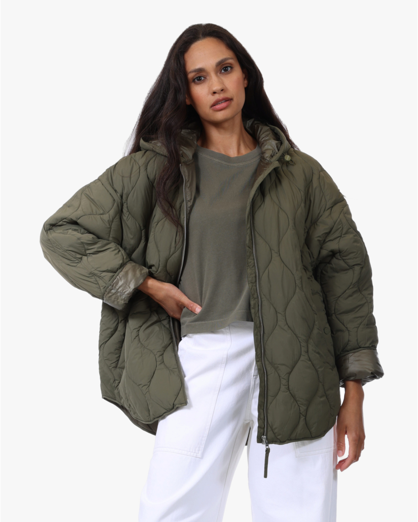 Quilted Jack met Capuchon Army Green