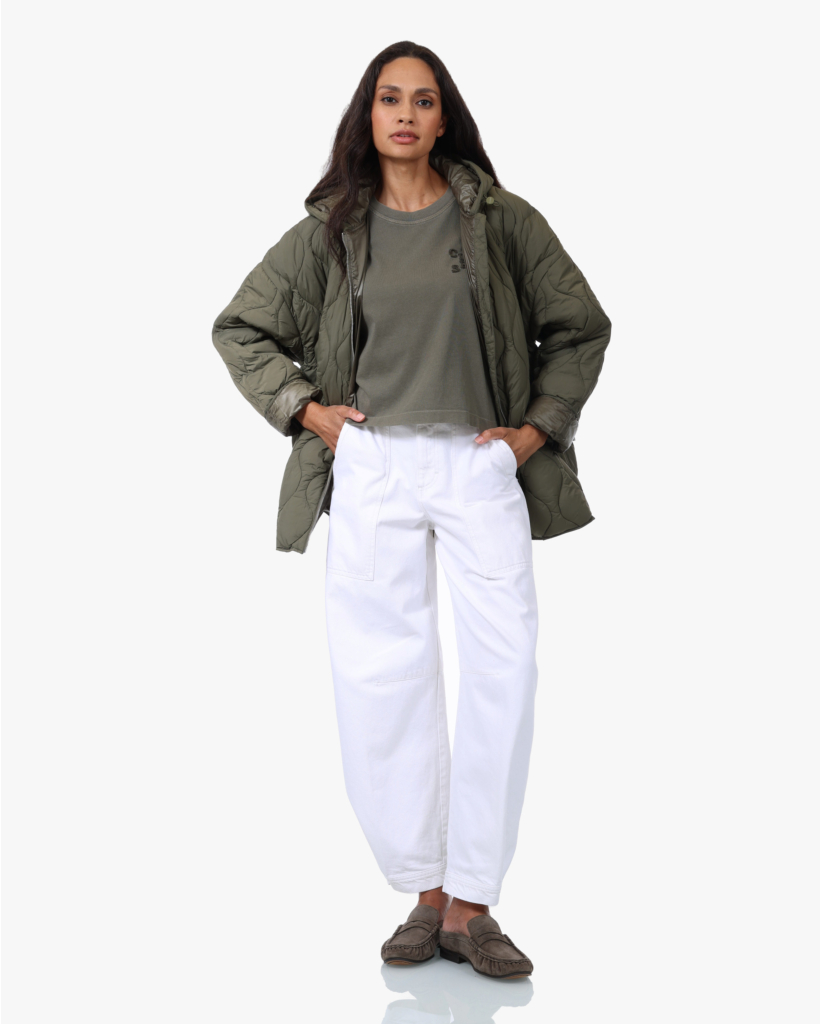 Cropped T-shirt met Logo Army Green