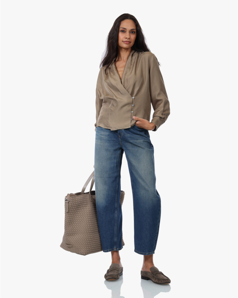 Zijden Overslag Blouse Clay