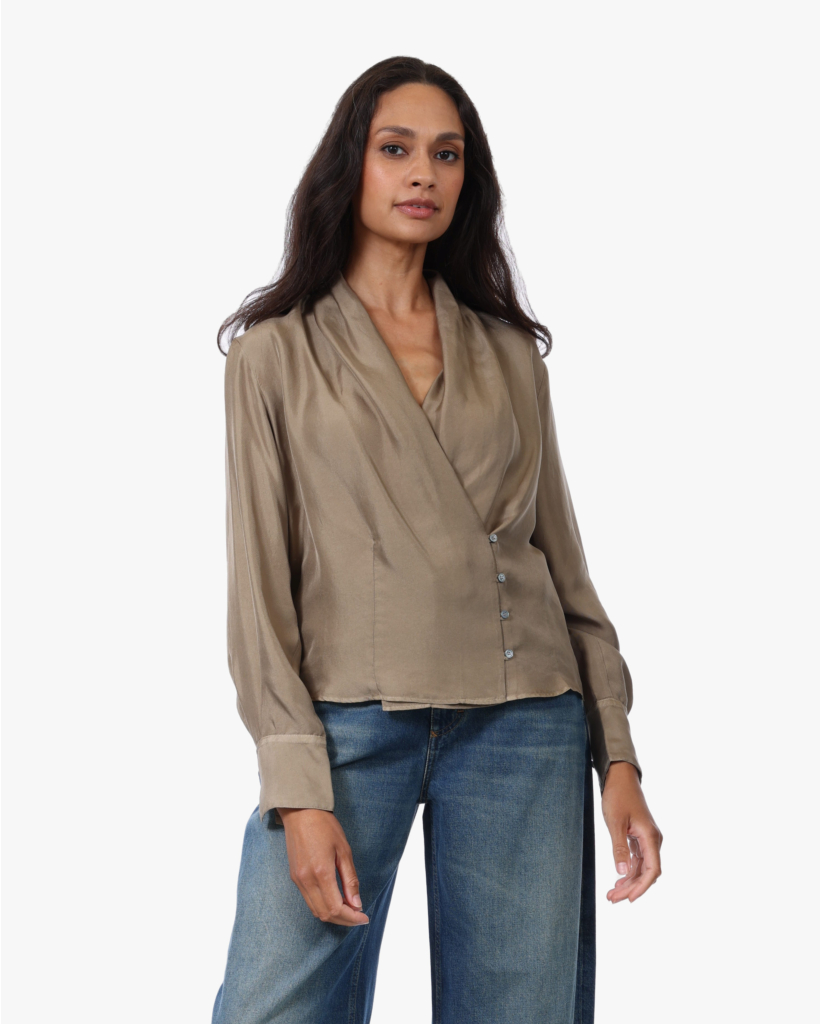 Zijden Overslag Blouse Clay