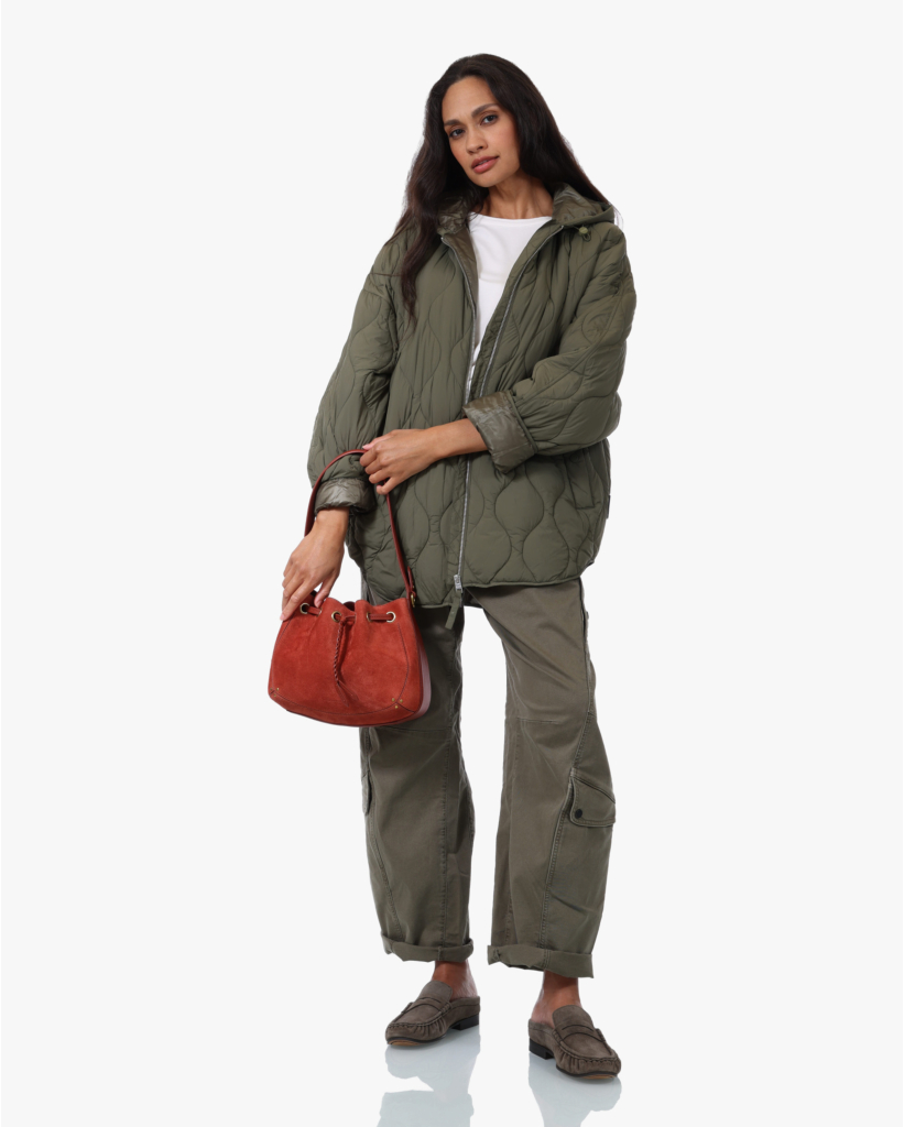 Quilted Jack met Capuchon Army Green