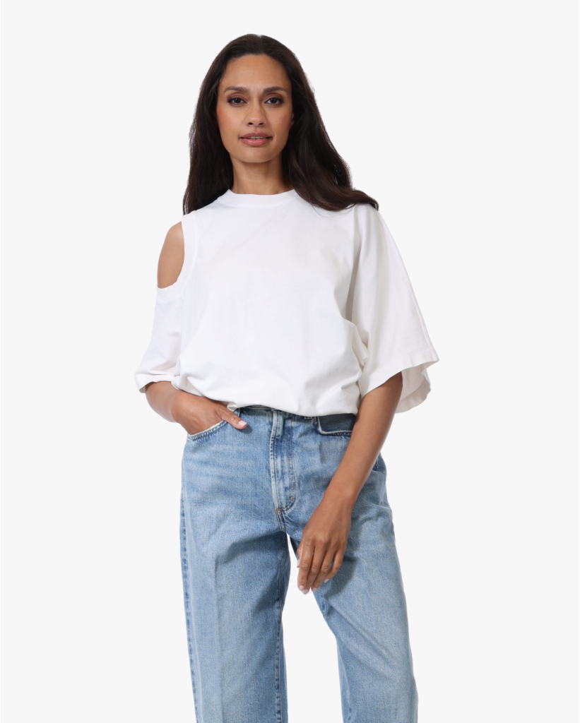 Shoulder Cut Out T-shirt White Ash