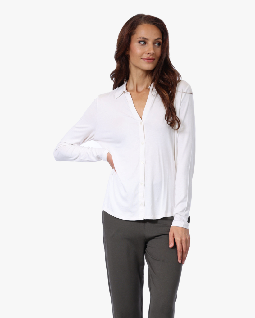 Soft Touch Blouse met Kraag Cream