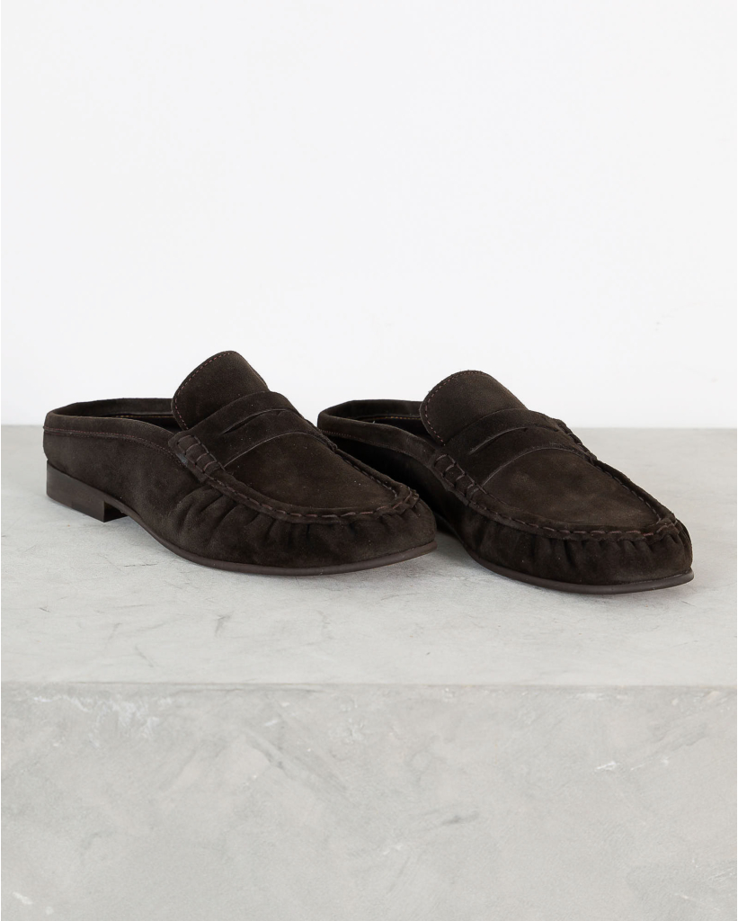 Penny Loafer Wrinkle Suede Donker Bruin