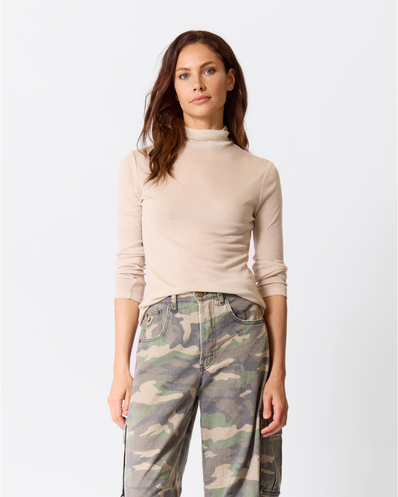 Zerafne Lyocell-Wol Colshirt Greige