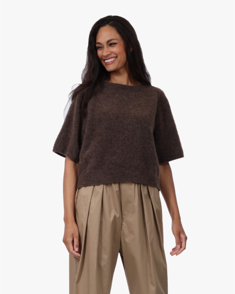 Mohairblend Korte Mouwen Knit Dark Mink