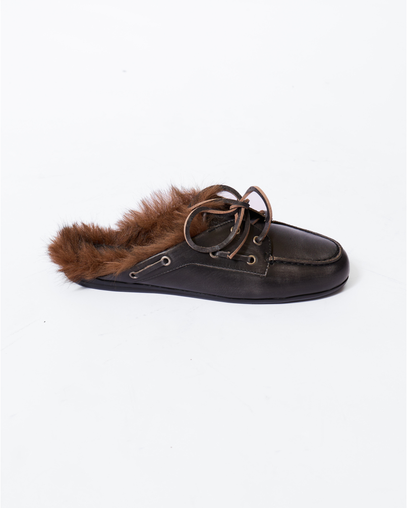 Boat Loafer Hairy Fur Zwart
