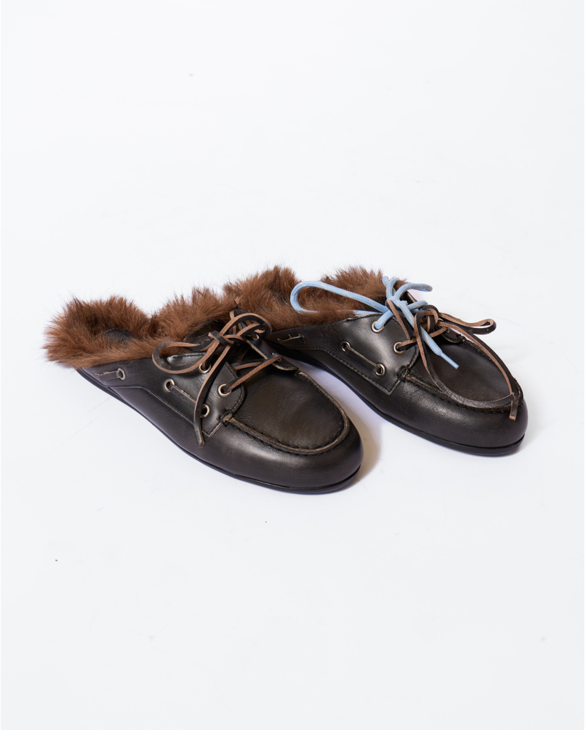 Boat Loafer Hairy Fur Zwart