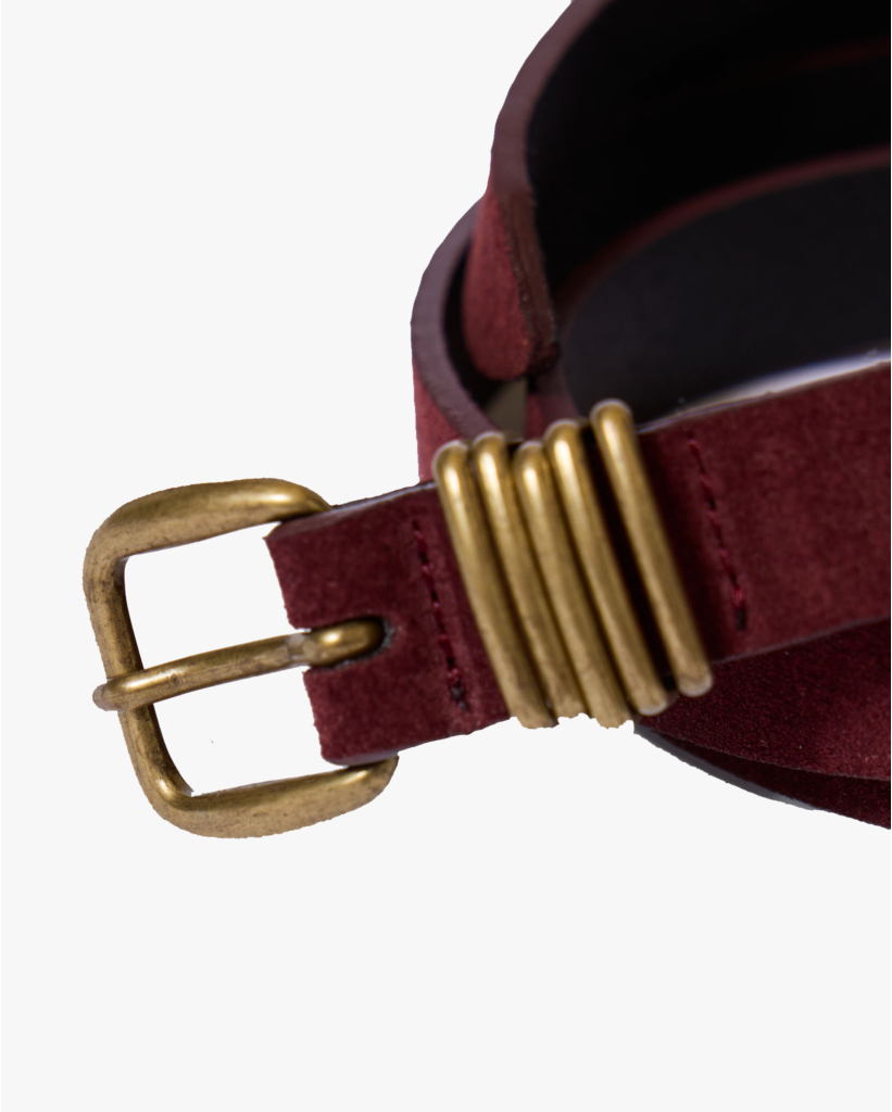 Leren Riem Burgundy/Goud 